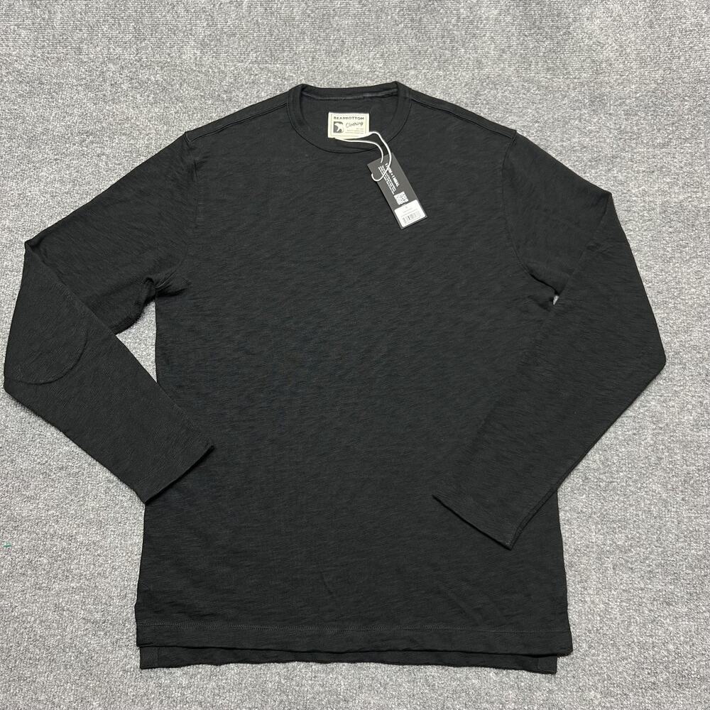 Bearbottom Shirt Mens Small Black Rugby Crew Long Sleeve Cotton Tee Top